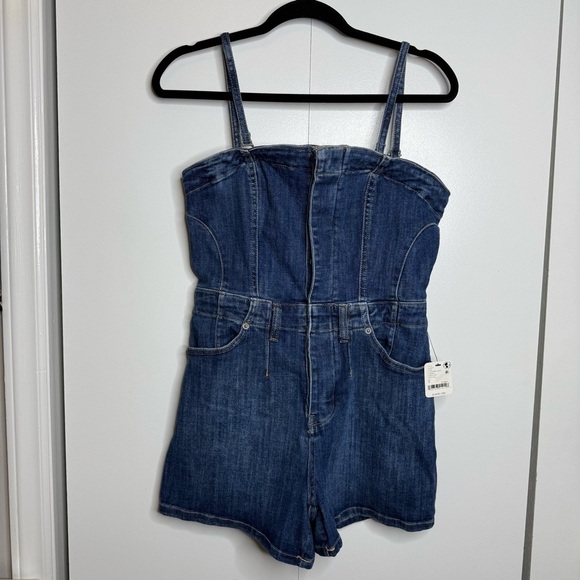 We The Free Dream Love Denim Strapless Romper Small indigo NWT - Picture 2 of 11